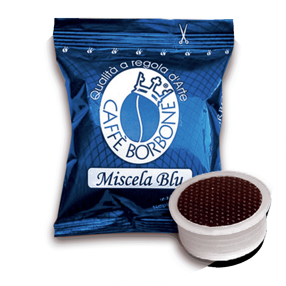 A bag of caffe borbone miscela blu coffee capsules