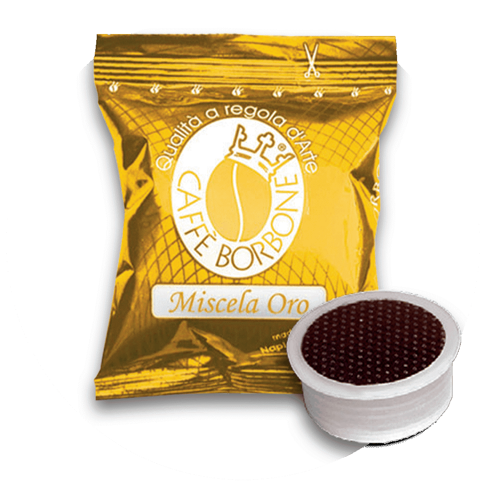 A bag of caffe borbone miscela oro coffee capsules