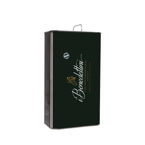 Scatola regalo rettangolare nera con logo in corsivo bianco e decorazioni floreali dorate sulla parte superiore con maniglia.