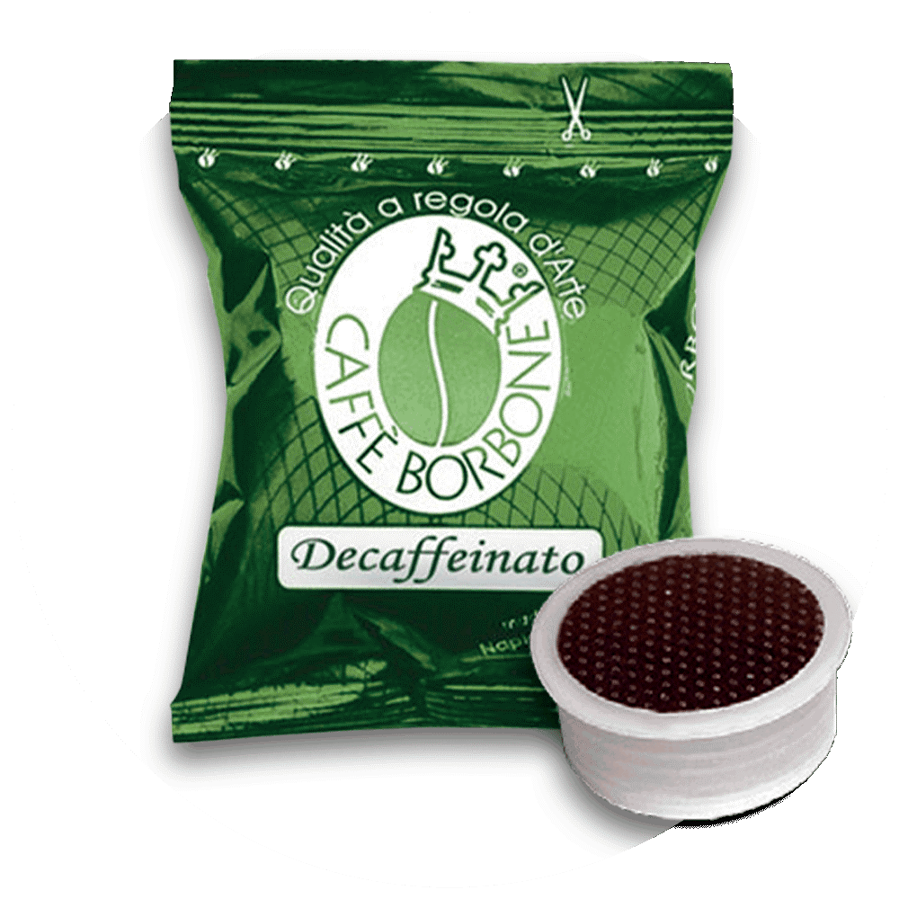 Una busta di capsule di caffè decaffeinato caffe borbone