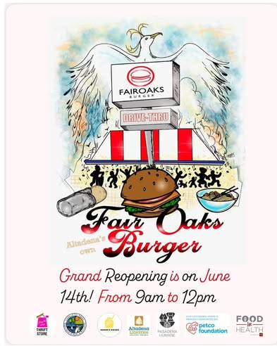 A poster for a fair oaks burger event.