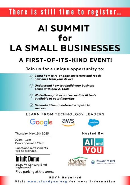 A poster for an ai summit for la small businesses