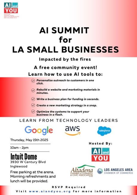 A poster for an ai summit for la small businesses
