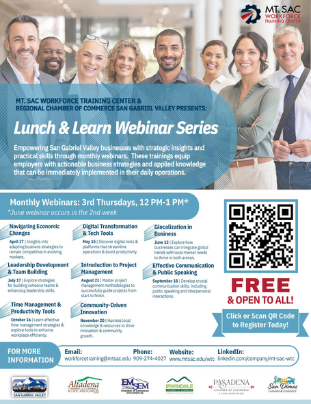 A flyer for a lunch and learn webinar series.