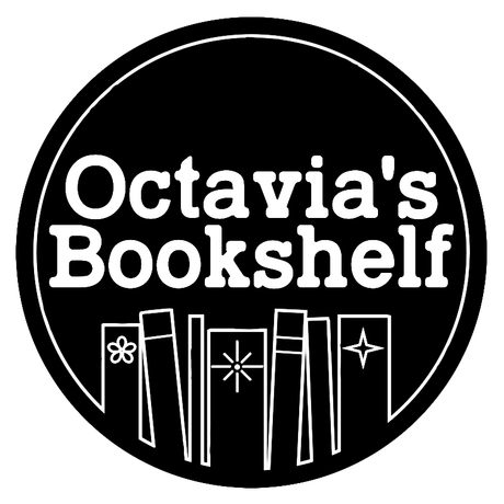 A black and white logo for octavia 's bookshelf.