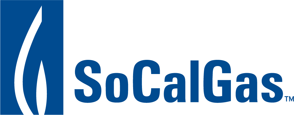 A blue logo for socal gas on a white background