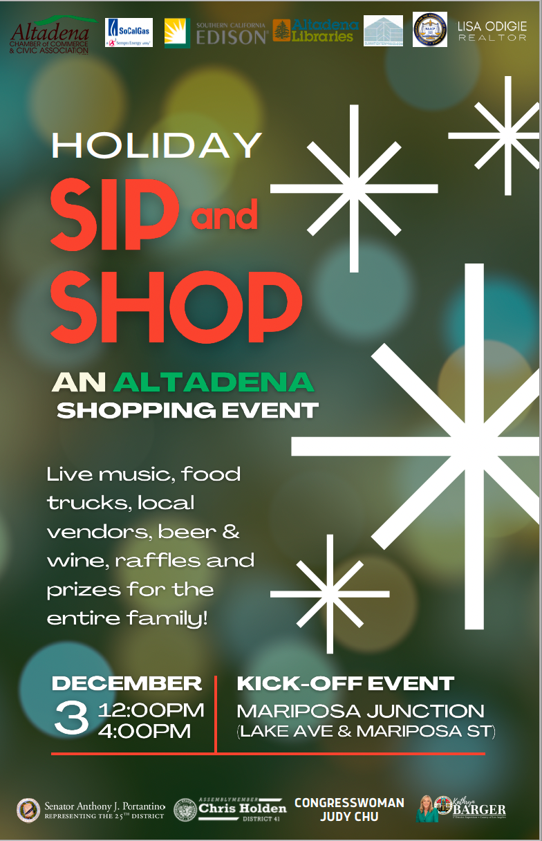 A holiday sip and shop an altadena shopping event