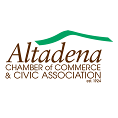 The logo for the altadena chamber of commerce and civic association.