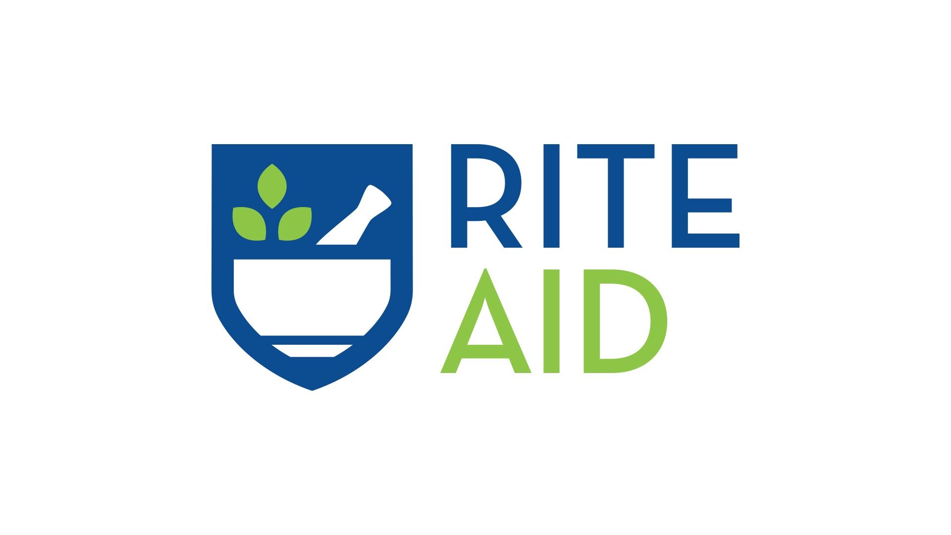 The logo for rite aid is a mortar and pestle with leaves on it.