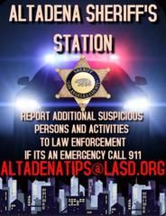 A poster for the altadena sheriff 's station.