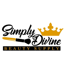 The logo for simply divine beauty supply shows a brush and a crown.