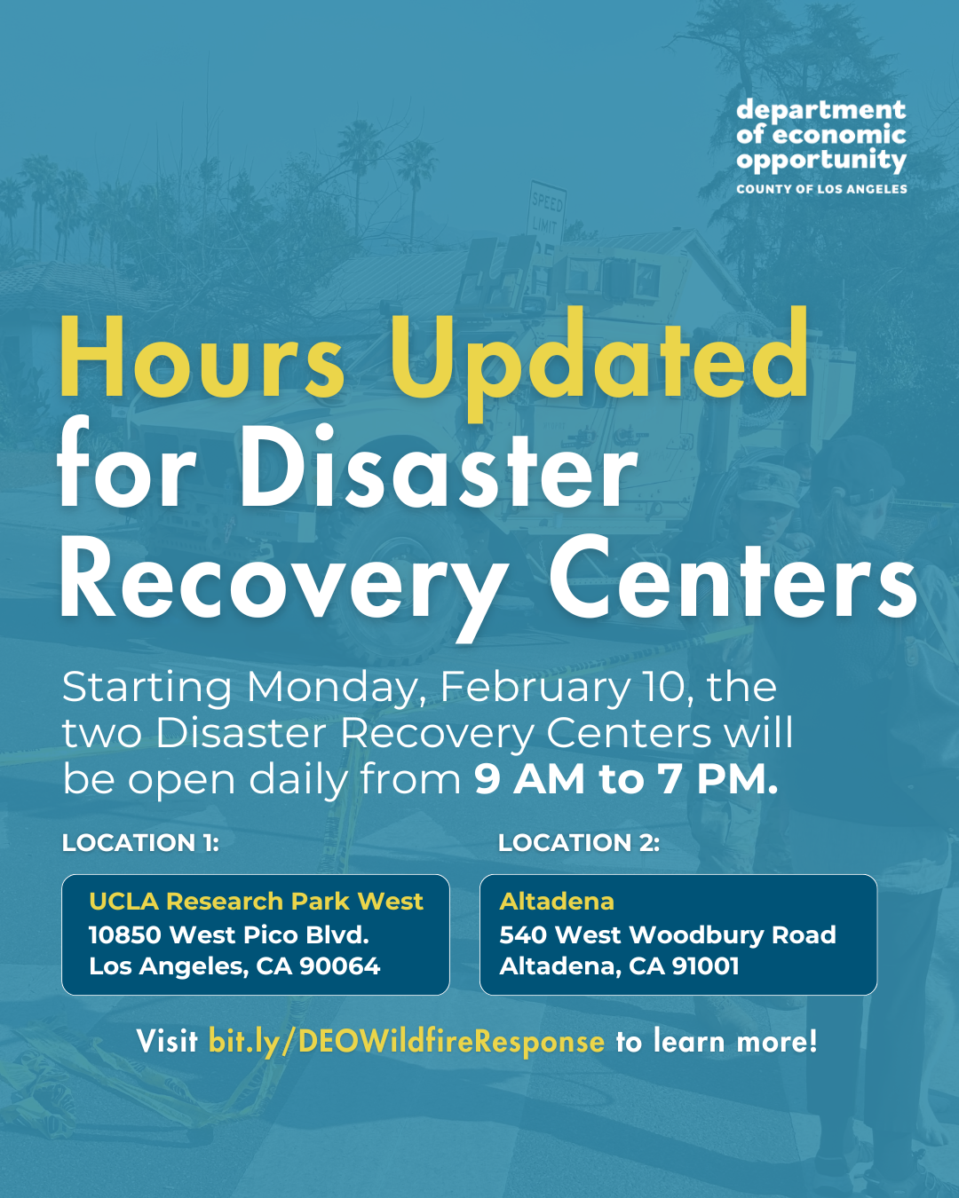 Altadena Disaster Recovery Center at 540 West Woodbury Road Altadena 91001