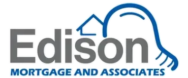 The logo for edison mortgage and associates shows a light bulb and a house.