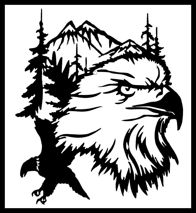 Mountain Tree Eagle Metal Wall Art