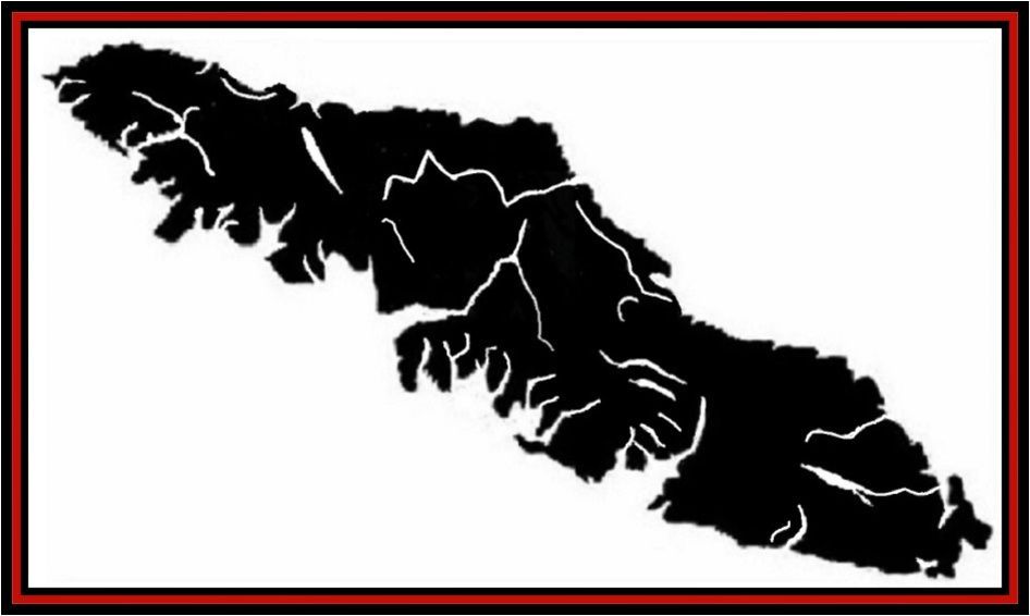 a black and white map with a red frame around it vancouver island