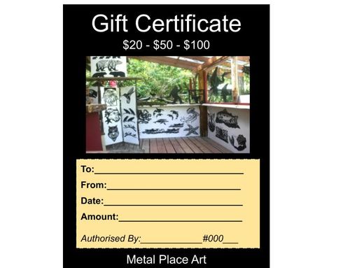 Metal Art Gift Certificate