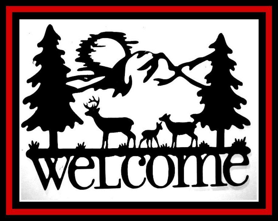 Deer Sitka Tree Mountain Welcome Sign