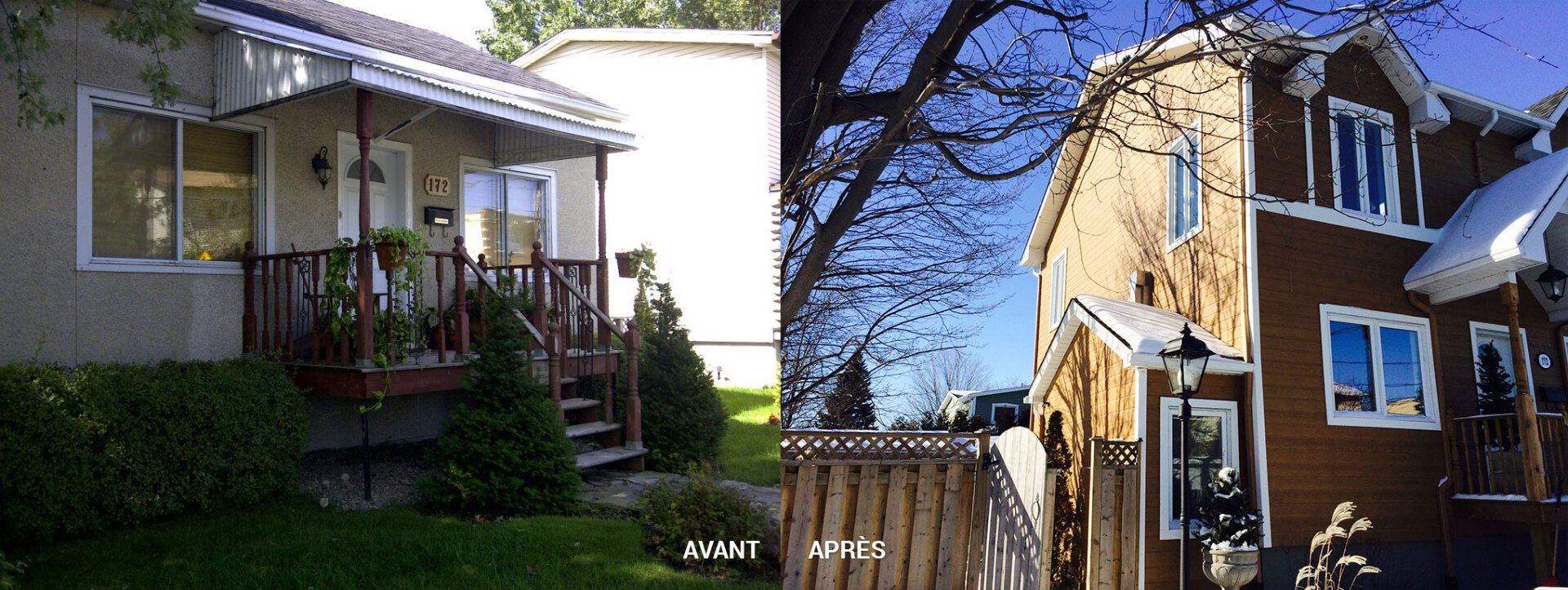Une photo d'une maison avant et après rénovation.