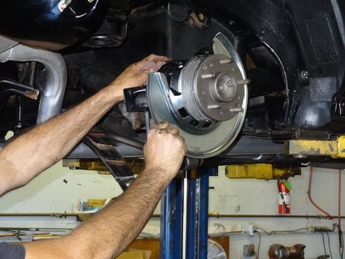Man Repairing Car Brake — Orangevale, CA — Steve's Small Car Repair