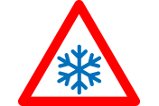 A red triangle with a blue snowflake on it. | Lex Brodies 