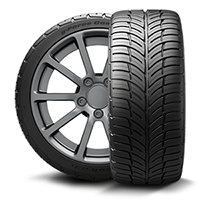 A close up of a tire and wheel on a white background | Lex Brodies