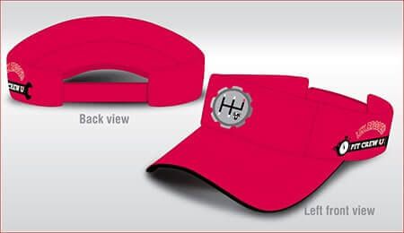 The back and front view of a red visor | Lex Brodies 