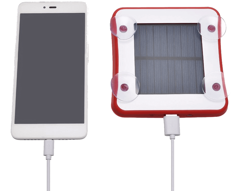 A cell phone is plugged into a solar panel | Lex Brodies 
