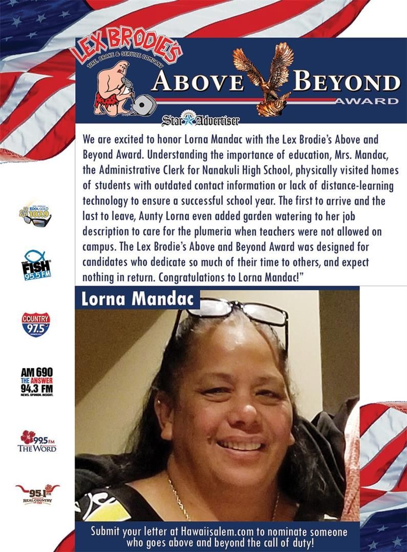 A woman is smiling on a poster that says above and beyond | Lex Brodies