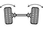 A black and white drawing of two tires with arrows pointing in opposite directions. | Lex Brodies 