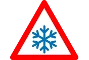 A red triangle with a blue snowflake on it. | Lex Brodies 