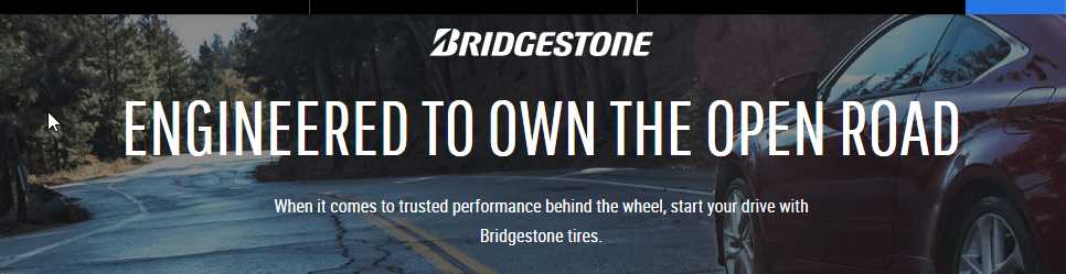 A bridgestone website shows a car on the road | Lex Brodies
