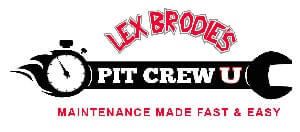 A logo for lex brookies pit crew u maintenance made fast and easy | Lex Brodies 