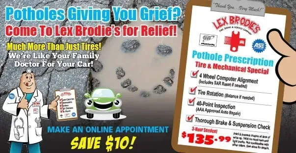 An advertisement for potholes giving you grief | Lex Brodies