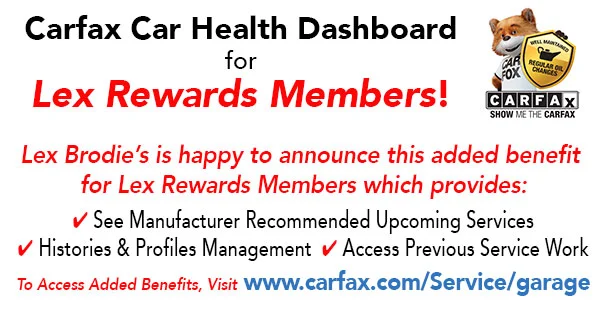 A carfax car health dashboard for lex rewards members | Lex Brodies