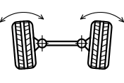 A black and white drawing of two tires with arrows pointing in opposite directions. | Lex Brodies 