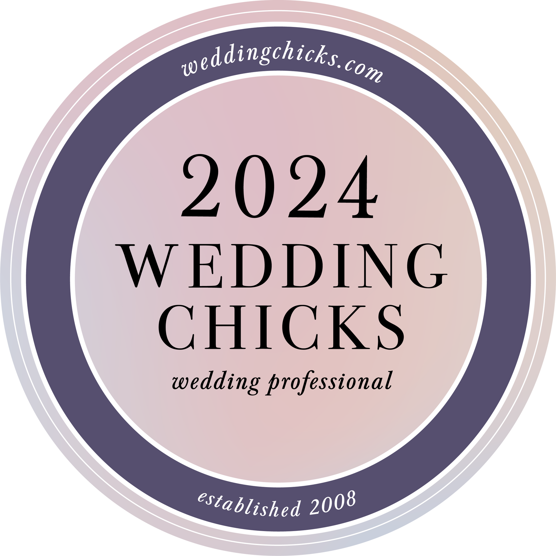 A logo for 2024 wedding chicks wedding professional