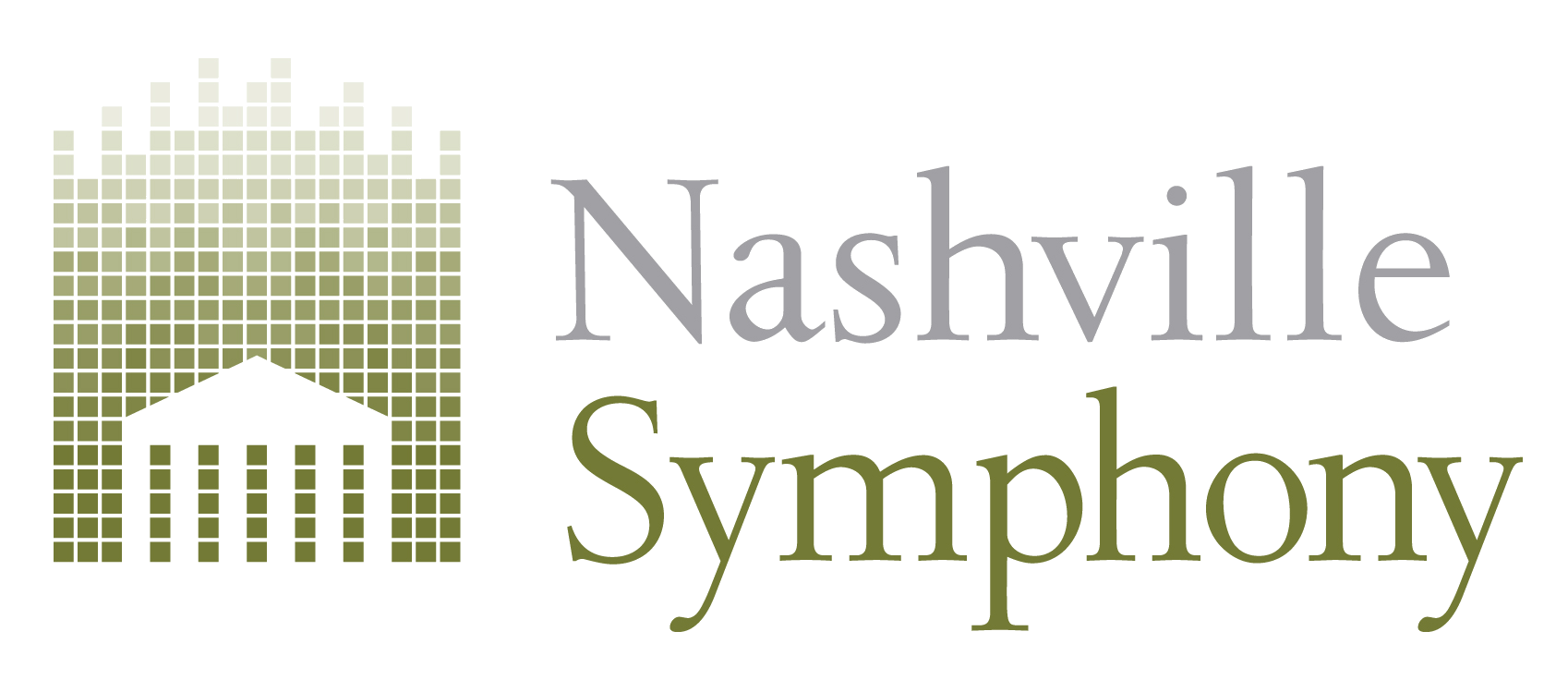 The logo for the nashville symphony is green and white