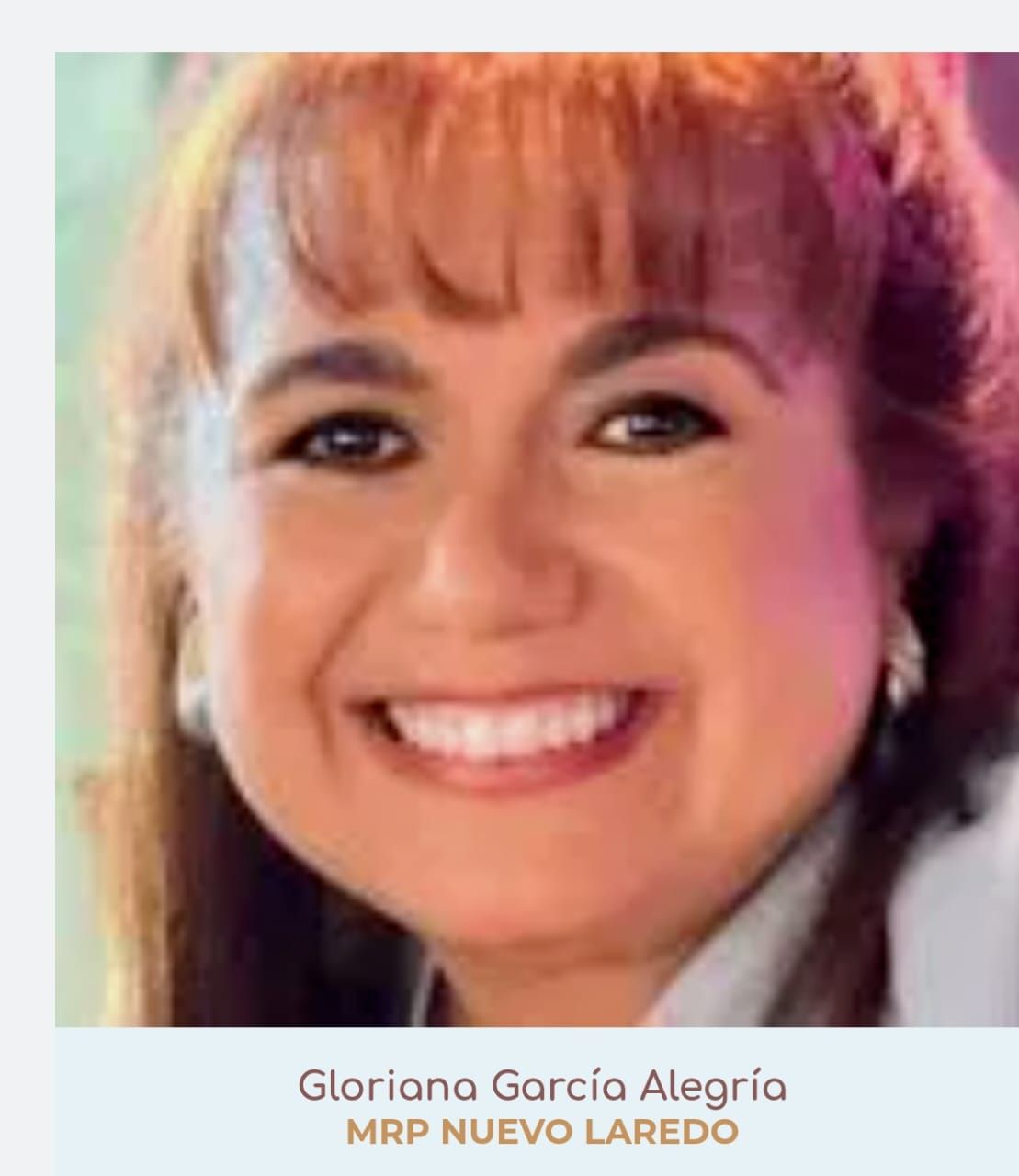 Gloriana Garcia Alegria smiling, Nuevo Laredo.
