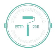 A logo for scott 's painting llc with a paint roller