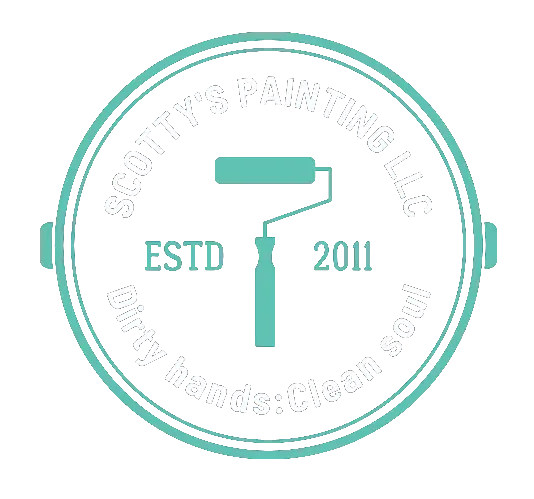 A logo for scott 's painting llc with a paint roller