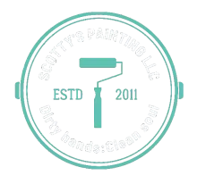 A logo for scott 's painting llc with a paint roller