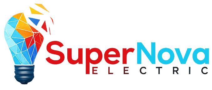 SuperNova Electric logo with colorful lightbulb and red-blue text