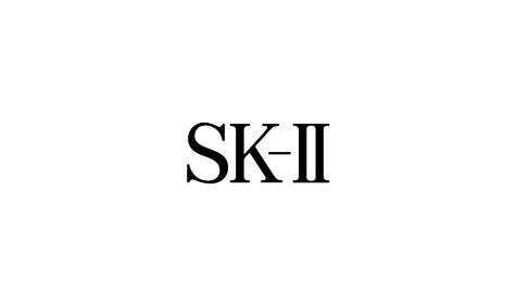 SK-II 標誌為黑色，居中顯示在白色背景上。