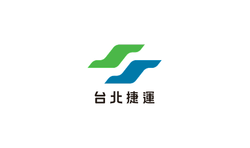 台北捷運公司的標誌。綠色和藍色的曲線形狀，下方有中文文字。