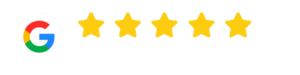 Google logo with five yellow stars, indicating a five-star rating.