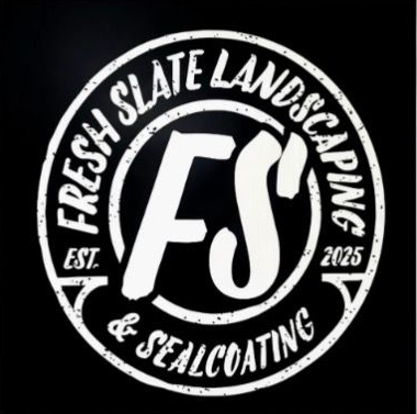 A circular black and white logo for