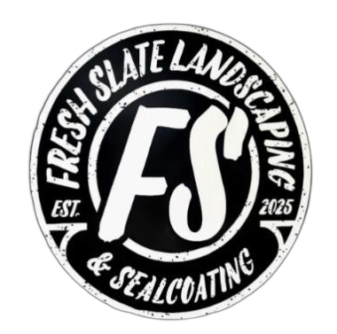 A circular black and white logo for