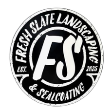 A circular black and white logo for