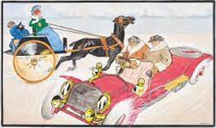 automobile e carrozza con cavallo