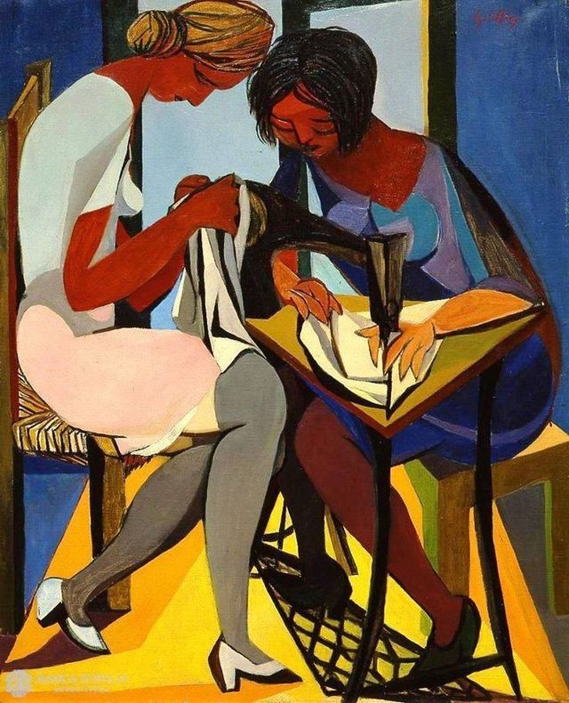 donne che usano macchina da cucire